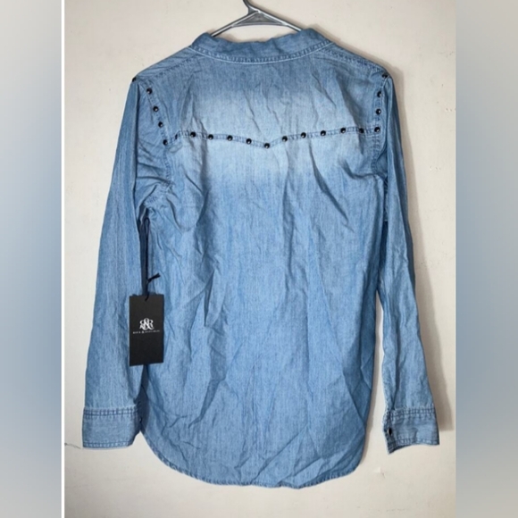 Rock & Republic Chambray Studded Shirt Size Small #New - Picture 4 of 4